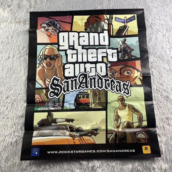 Grand Theft Auto San Andreas (PlayStation 2, 2004) PS2 Game Disc Case Manual Map - Picture 8 of 15